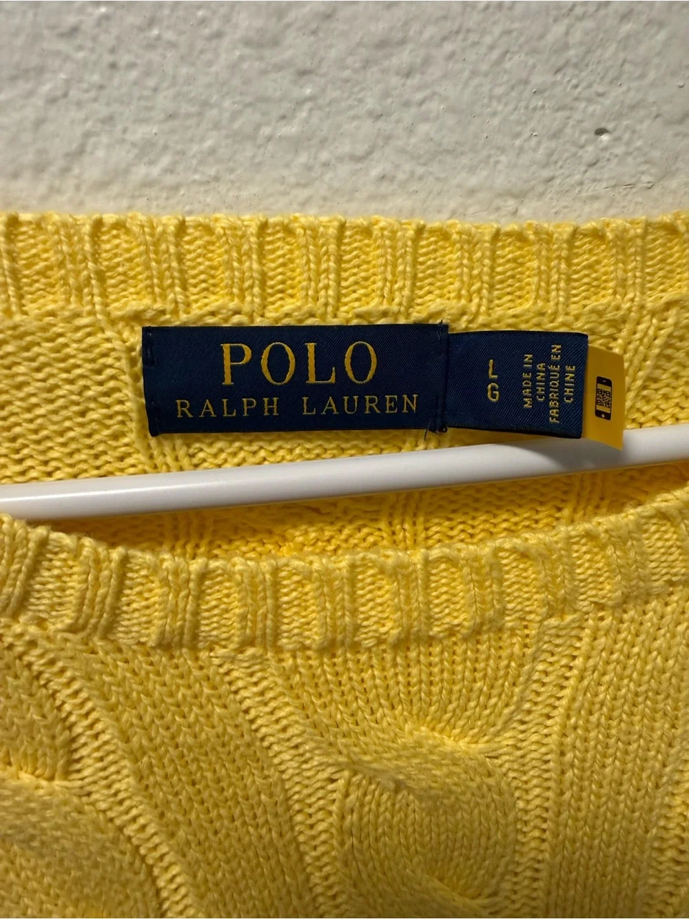 Polo Ralph Lauren Yellow Cable Knit Crewneck Sweater with Classic Blue Pony Logo